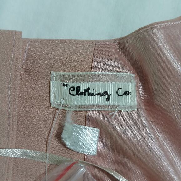 NWT The Clothing Co L pnk peak-a-boo back sleeveless fit-n-flare covered buttons - Picture 2 of 14